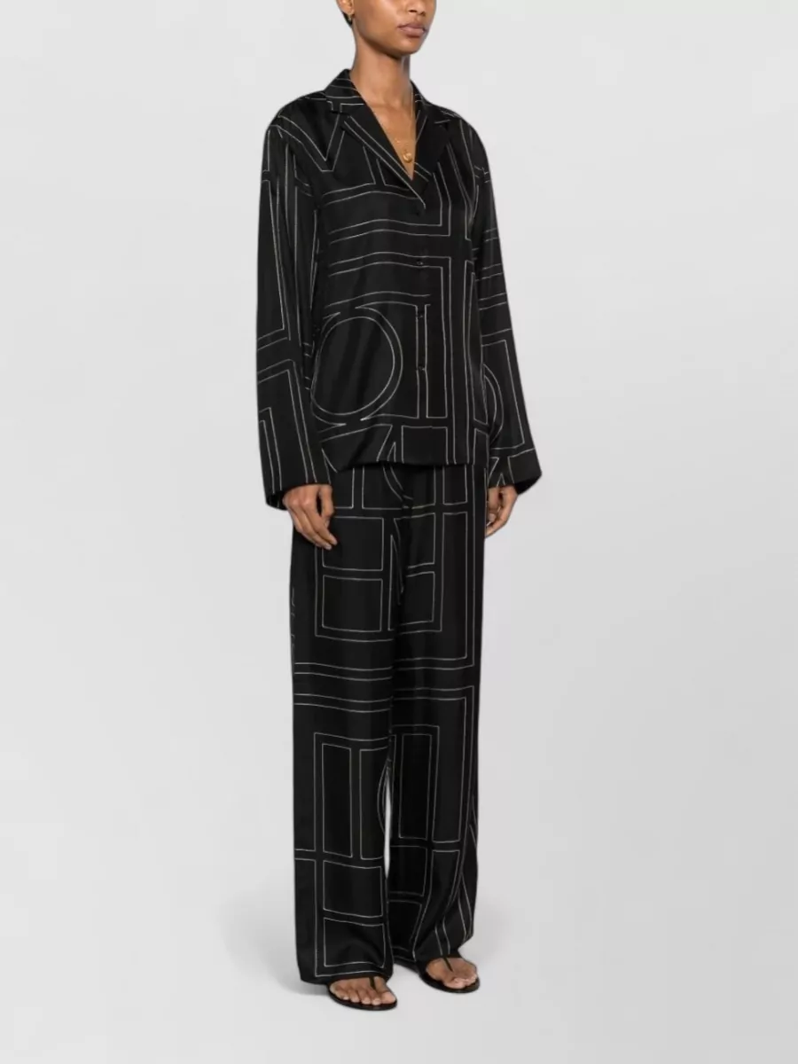 Totême Silk Monogram-Print Long-Sleeve Pyjama Shirt