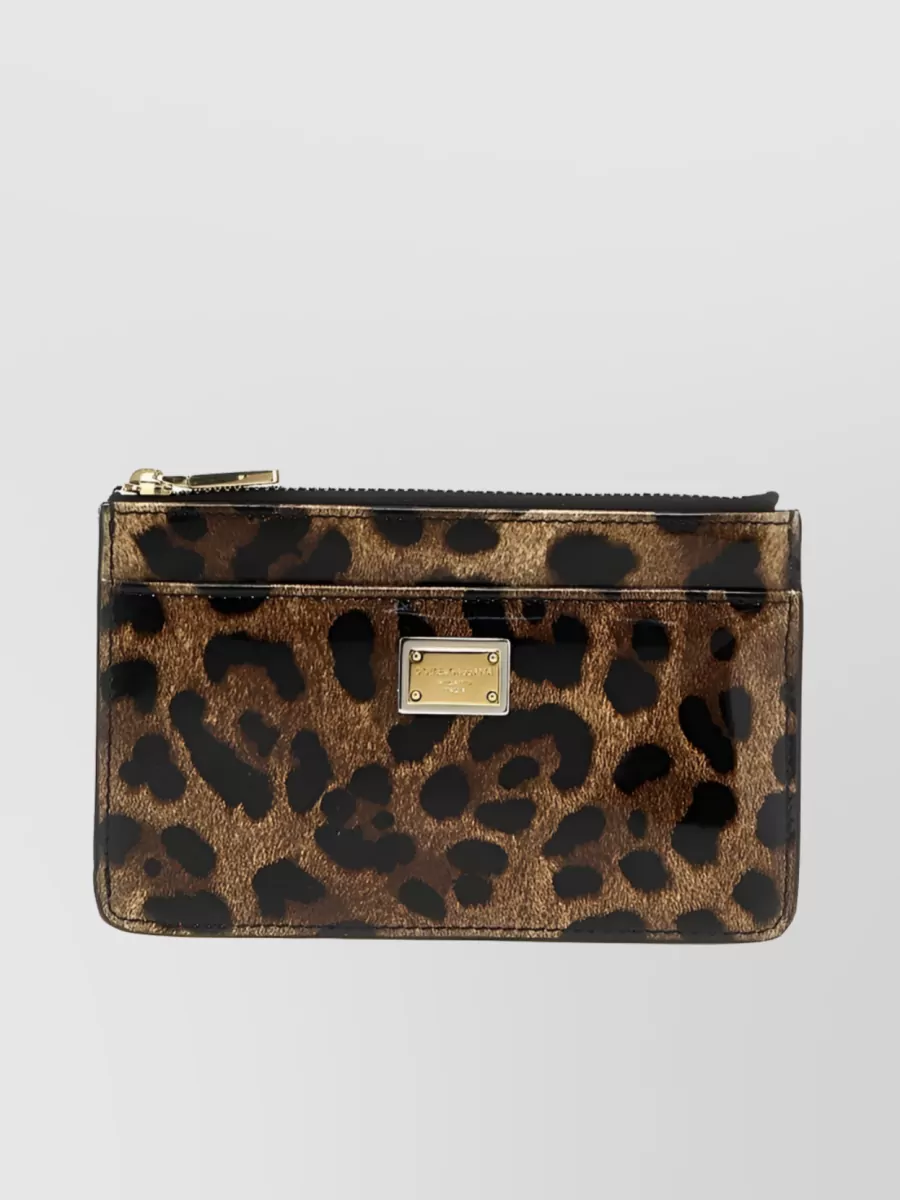 Shop Dolce & Gabbana Leopard Print Zip Wallet In Brown
