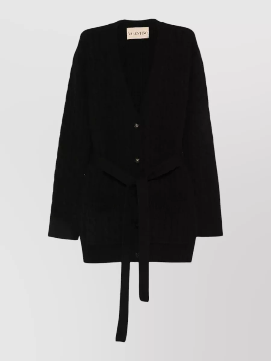 Valentino Garavani cable-knit belted cashmere cardigan
