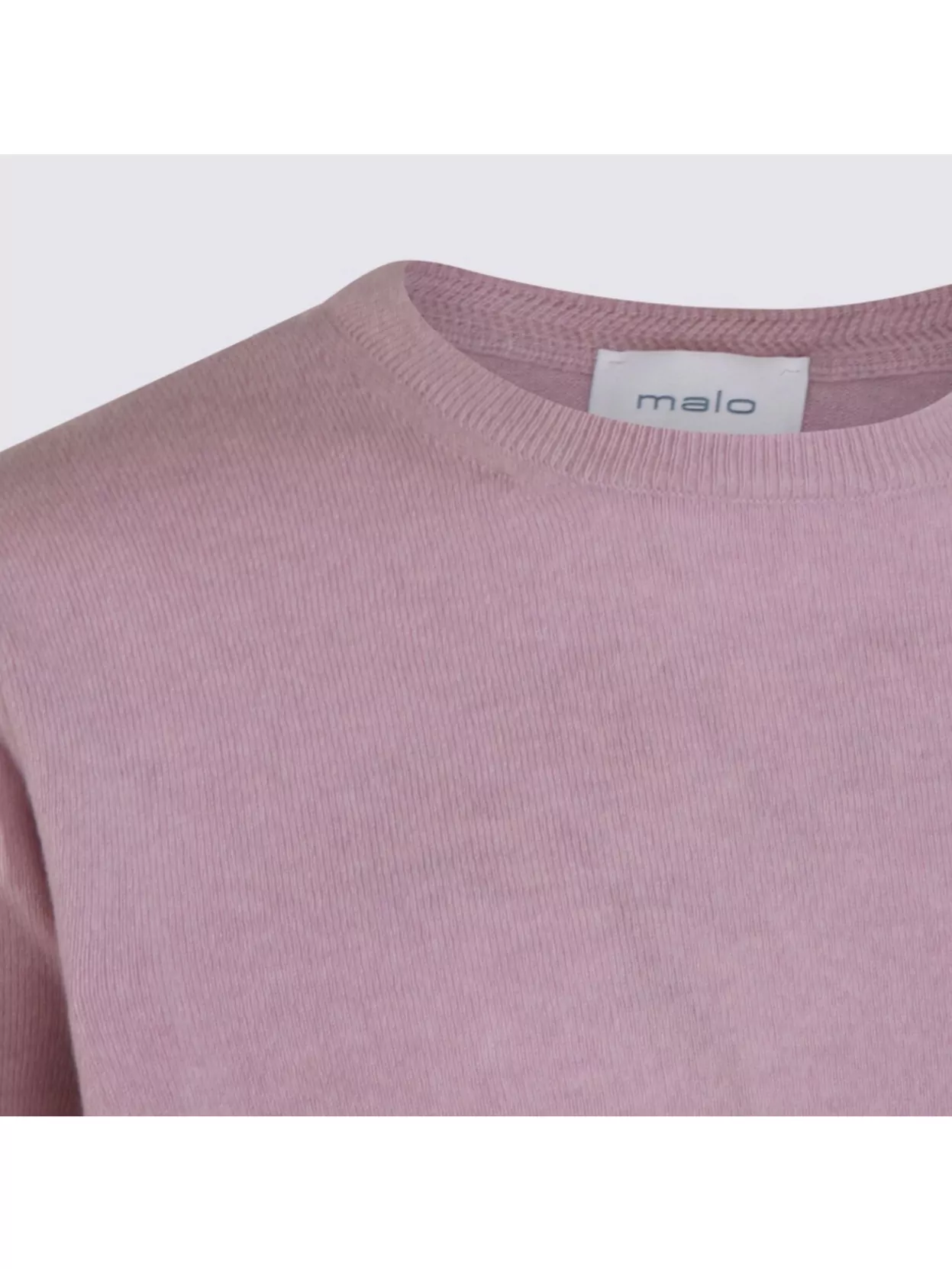 Malo Soft Textured Long Sleeve Crew Neck Sweater In Pink
