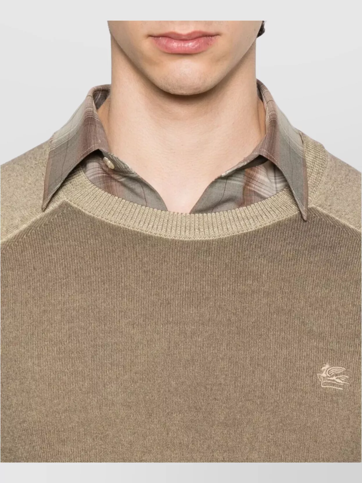 Etro Two-Tone Crew Neck Wool Pullover