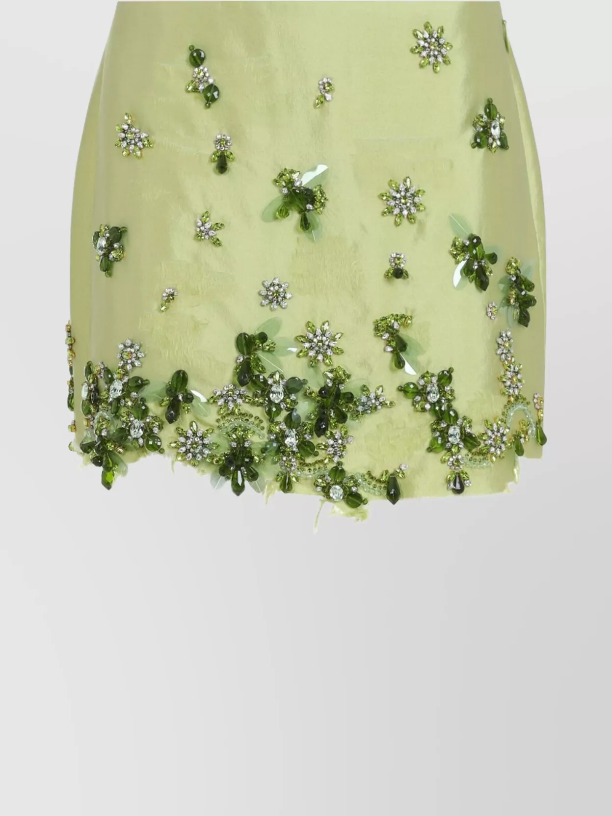 Prada Embroidered Silk And Wool Miniskirt In Yellow