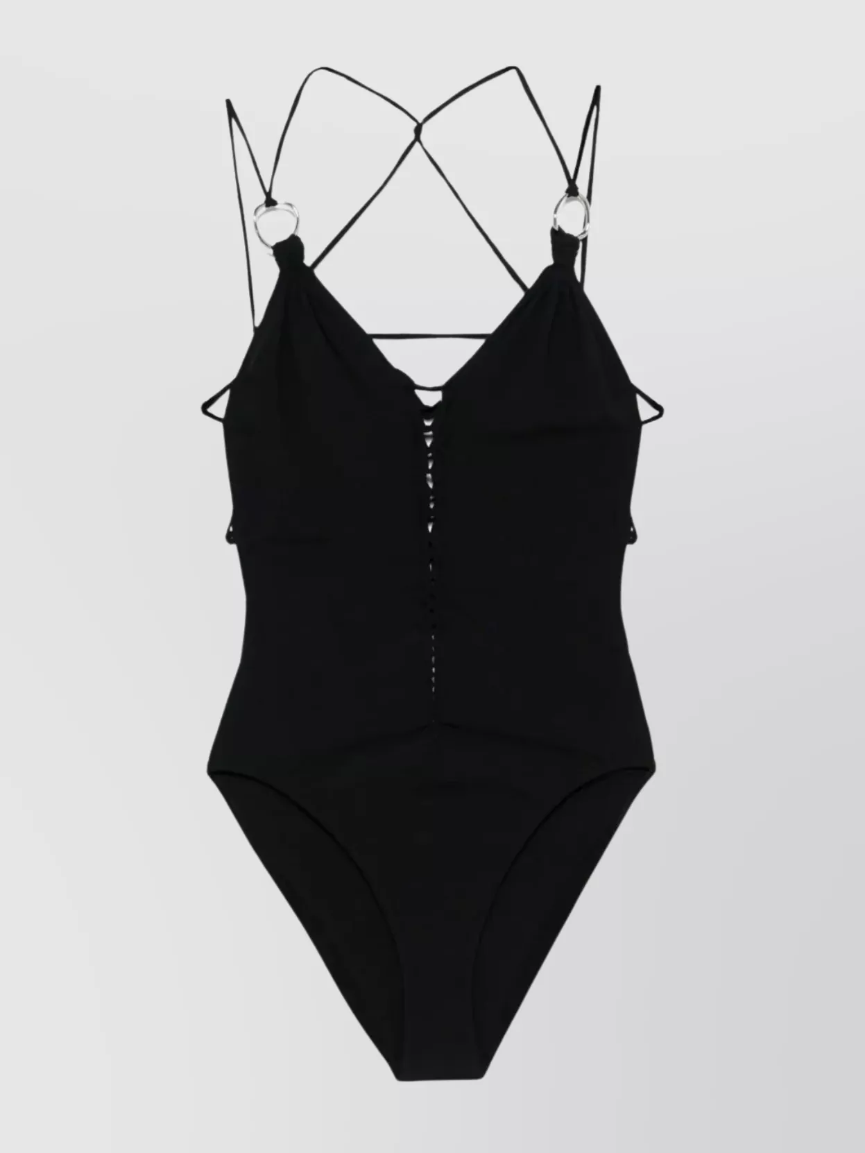 Isabel Marant Strappy High-cut Leg Swimsuit With Braid Detailing In Black