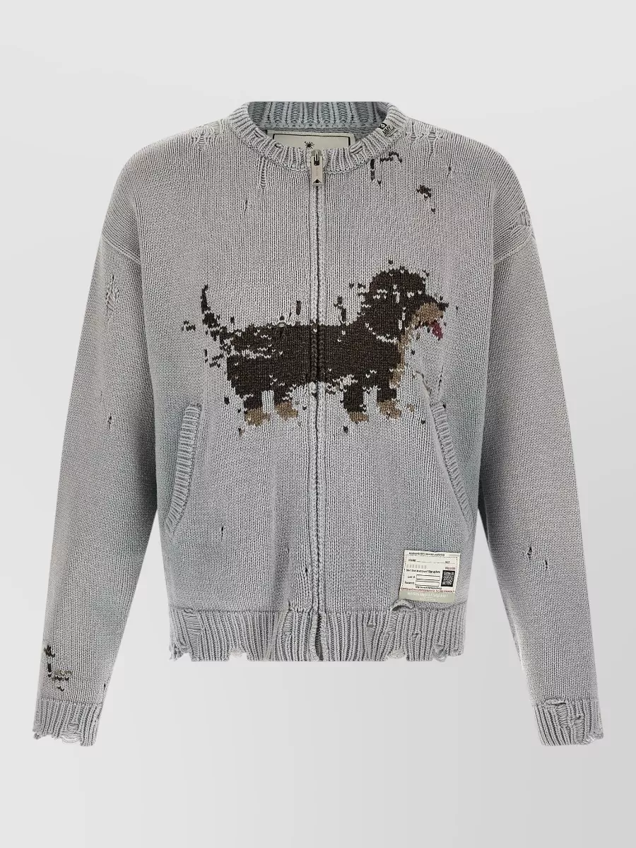 Maison Mihara Yasuhiro Jacquard Knit Zip Cardigan