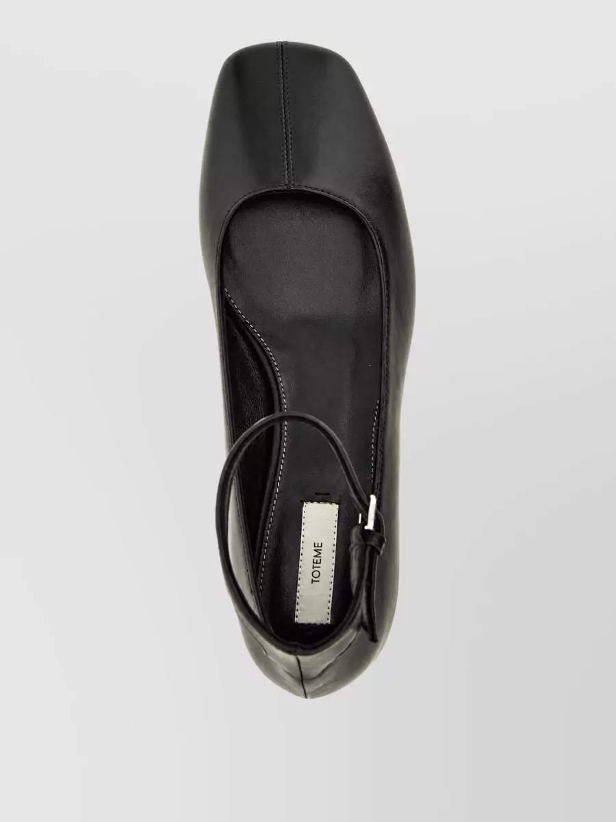 Totême Leather Square-Toe Ballerina Pumps