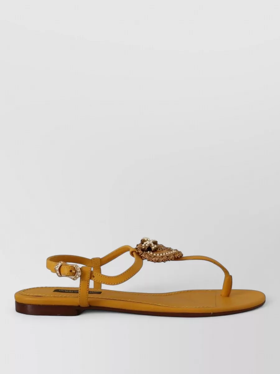 Dolce&Gabbana Leather Flat Sandals