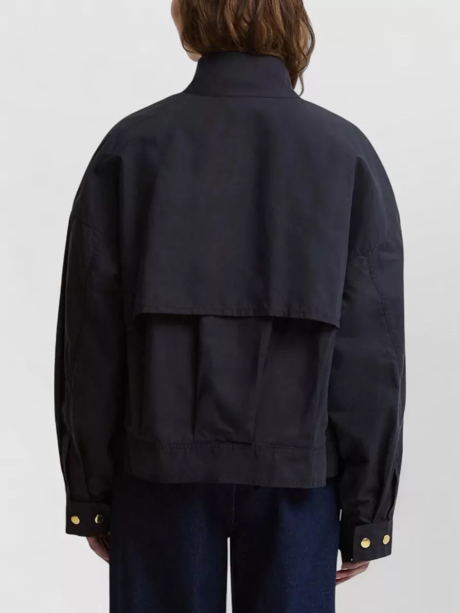 Barbour Short Jacket High Collar Flap Pockets Cuffs