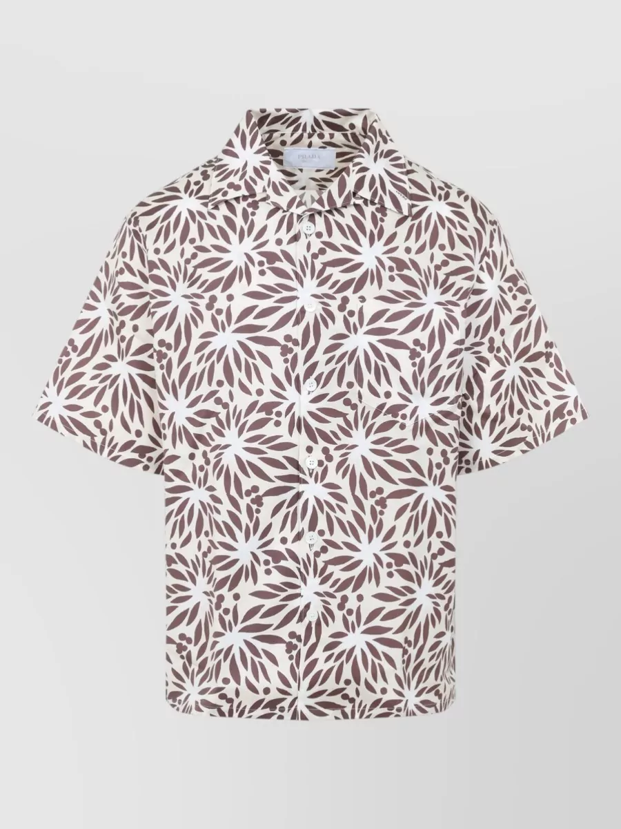 Prada Silk Blend Floral Print Bowling Shirt