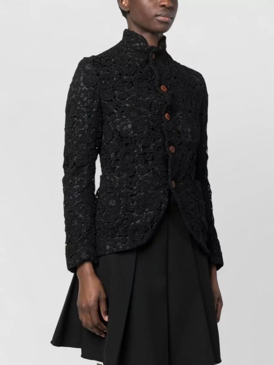 Comme Comme Floral-Embroidered Single-Breasted Jacket