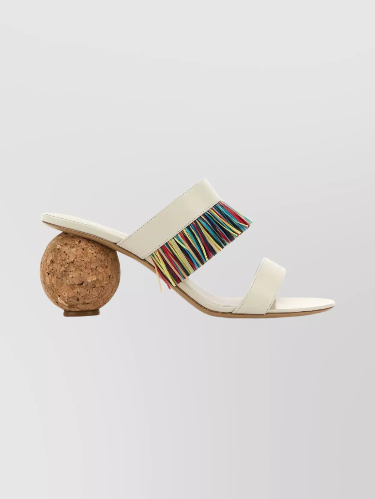 Ferragamo Unique Mules With Colorful Fringe Detail In White