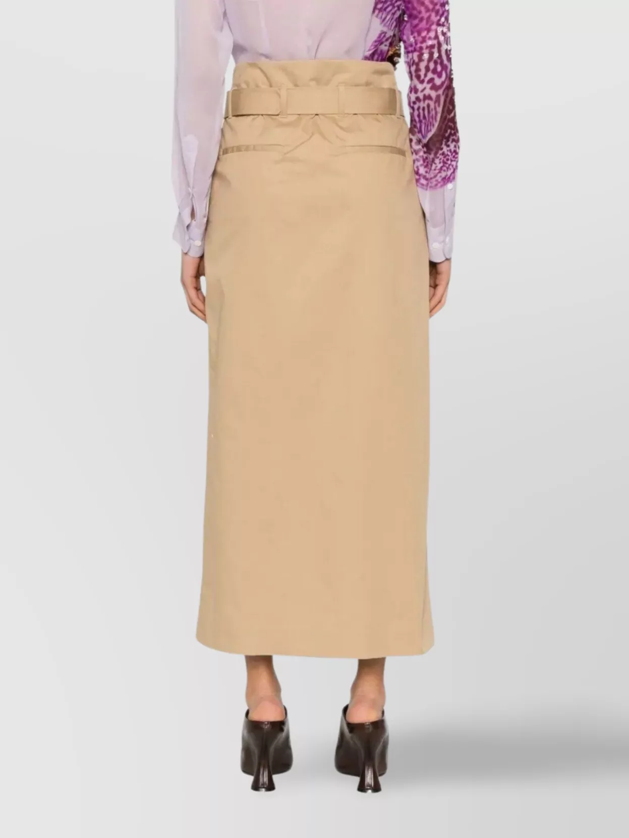 Dries Van Noten Belted High Waist Pleated Midi Skirt