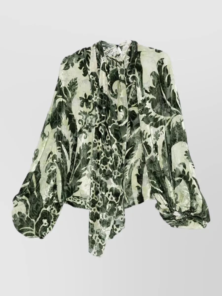 F.r.s For Restless Sleepers silk floral-print tie-neck blouse