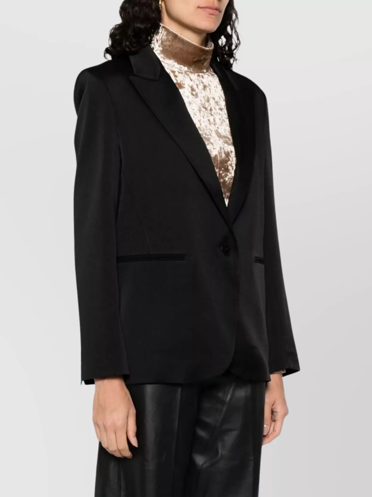 Forte Forte Single-Breasted Satin Jacket Front Pockets