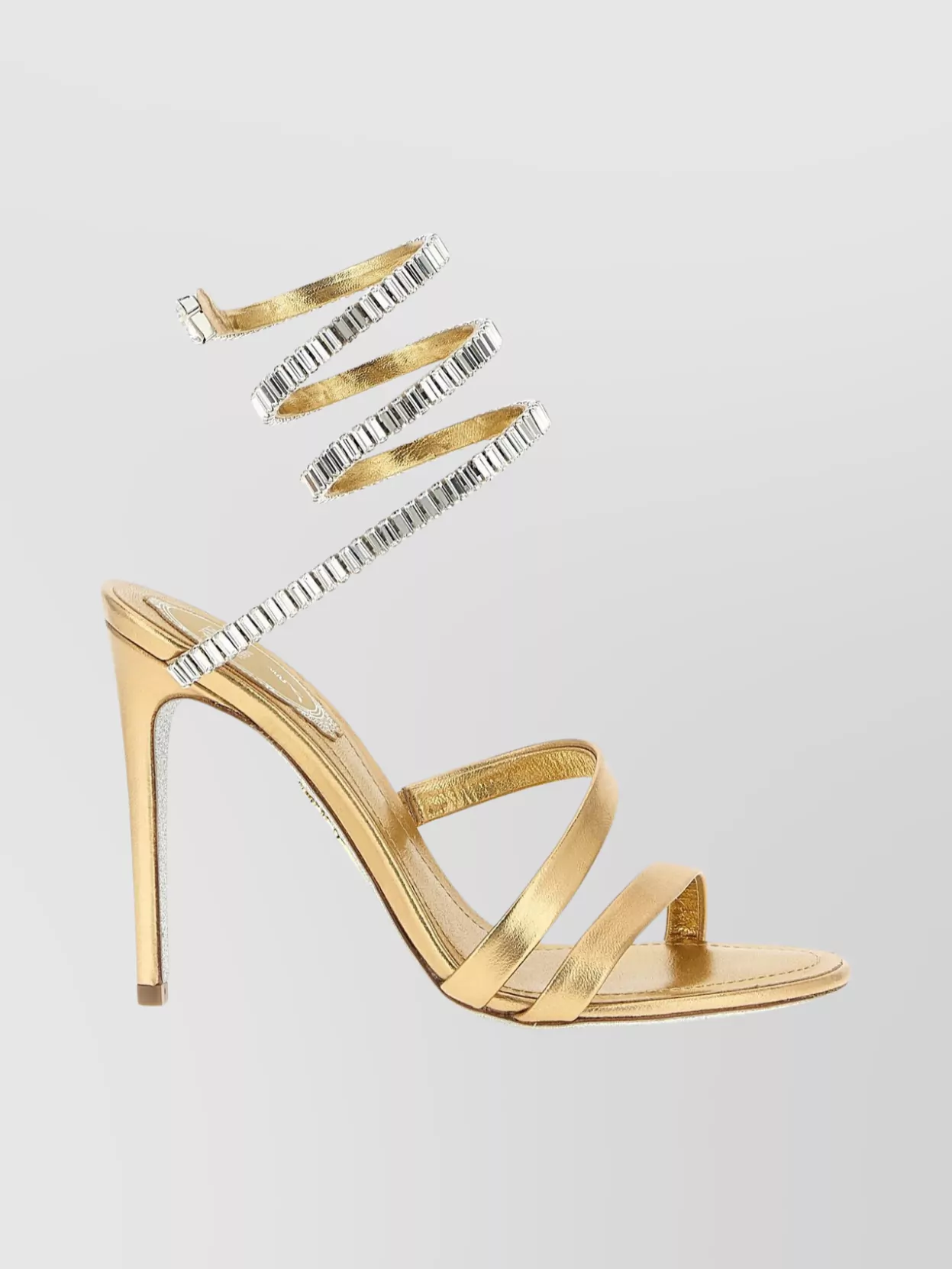 René Caovilla Cleo Sandals With Embellished Metallic Strap In Gold