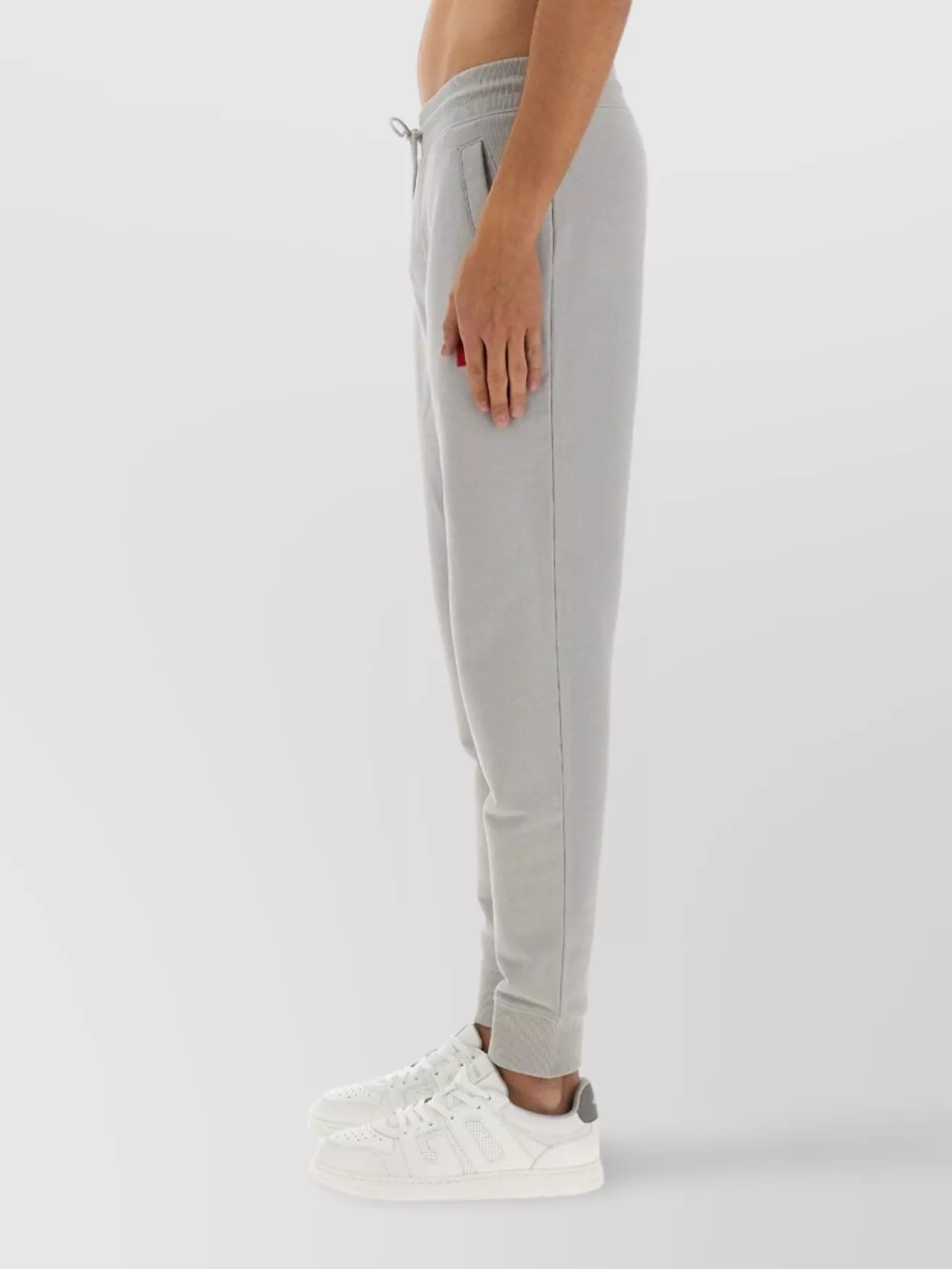 Hugo Boss Elastic Waistband Cotton Jogger Pants In Gray