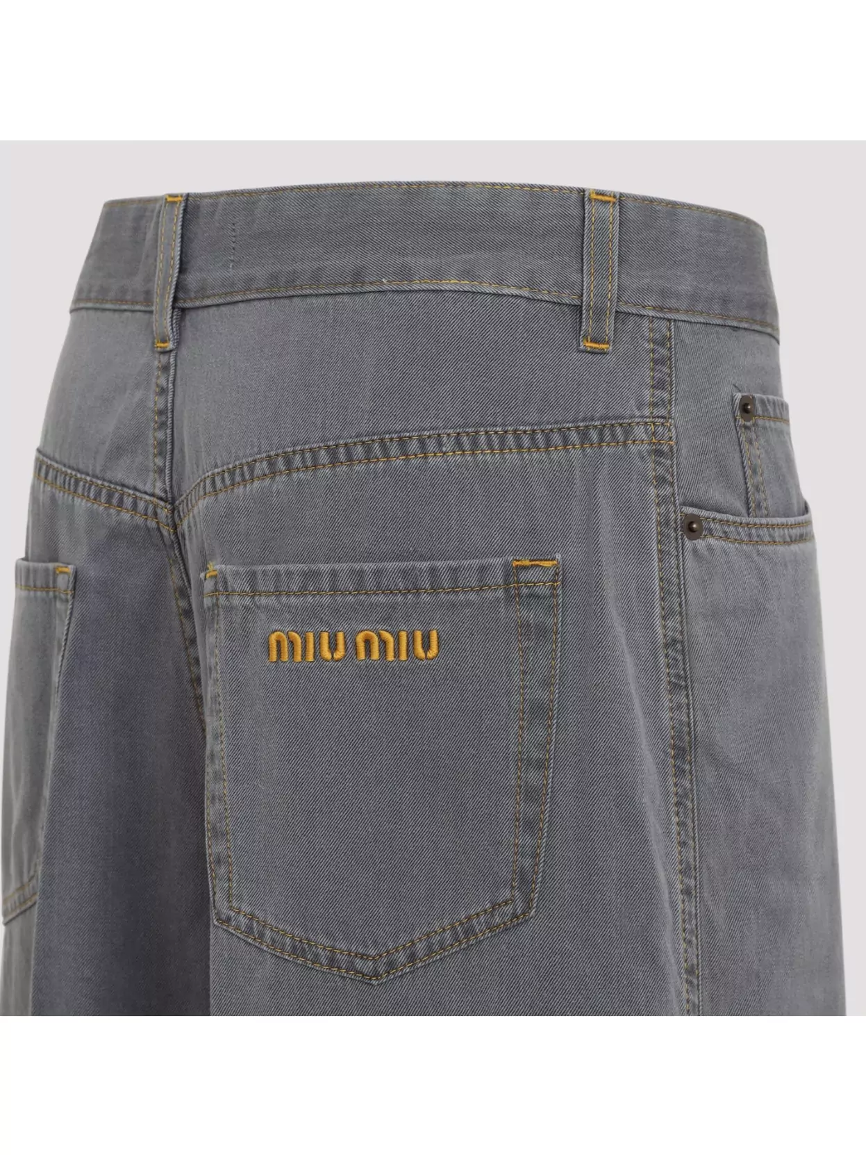 Miu Miu High-Rise Wide-Leg Cotton Denim Pants