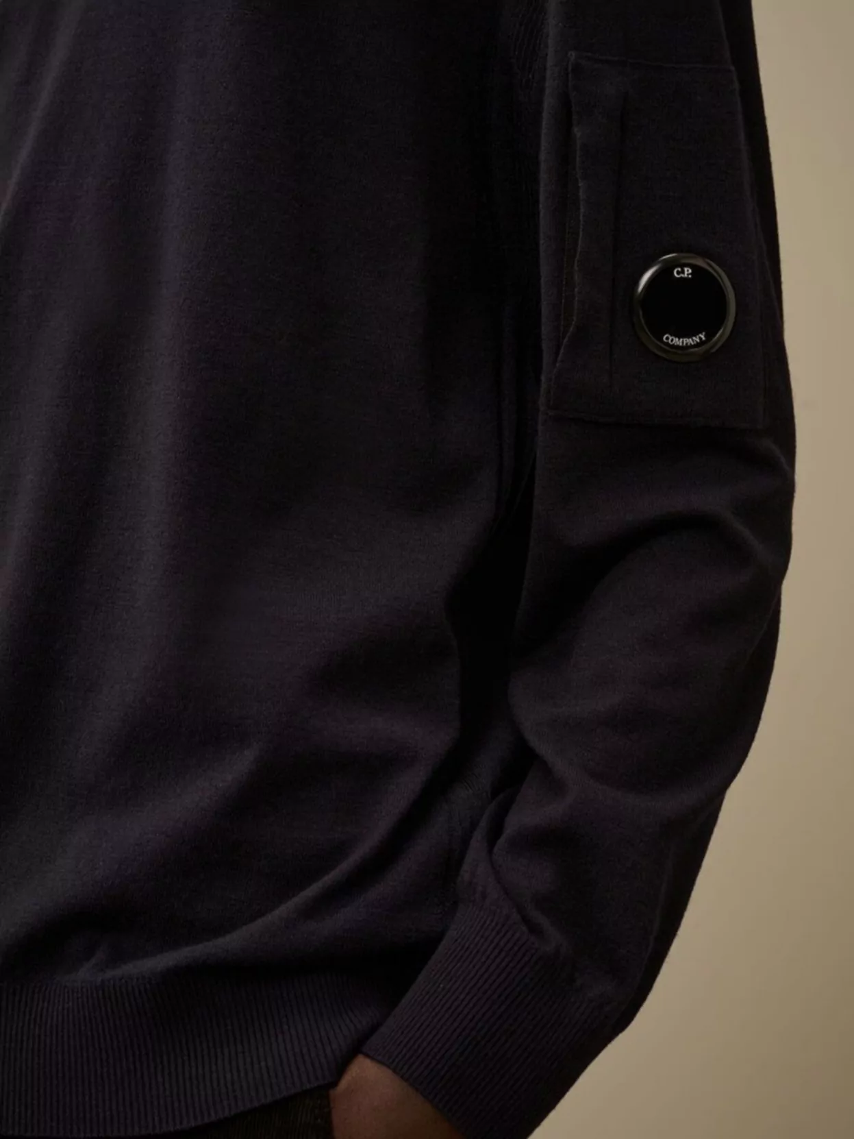 C.p. Company Merino Wool Crewneck Sweater Pocket