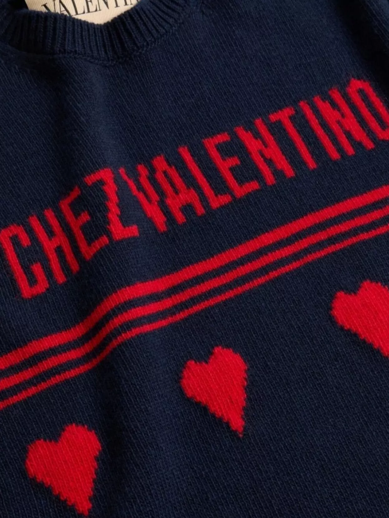 Valentino Garavani Crewneck Heart Motif Long Sleeves Jumper