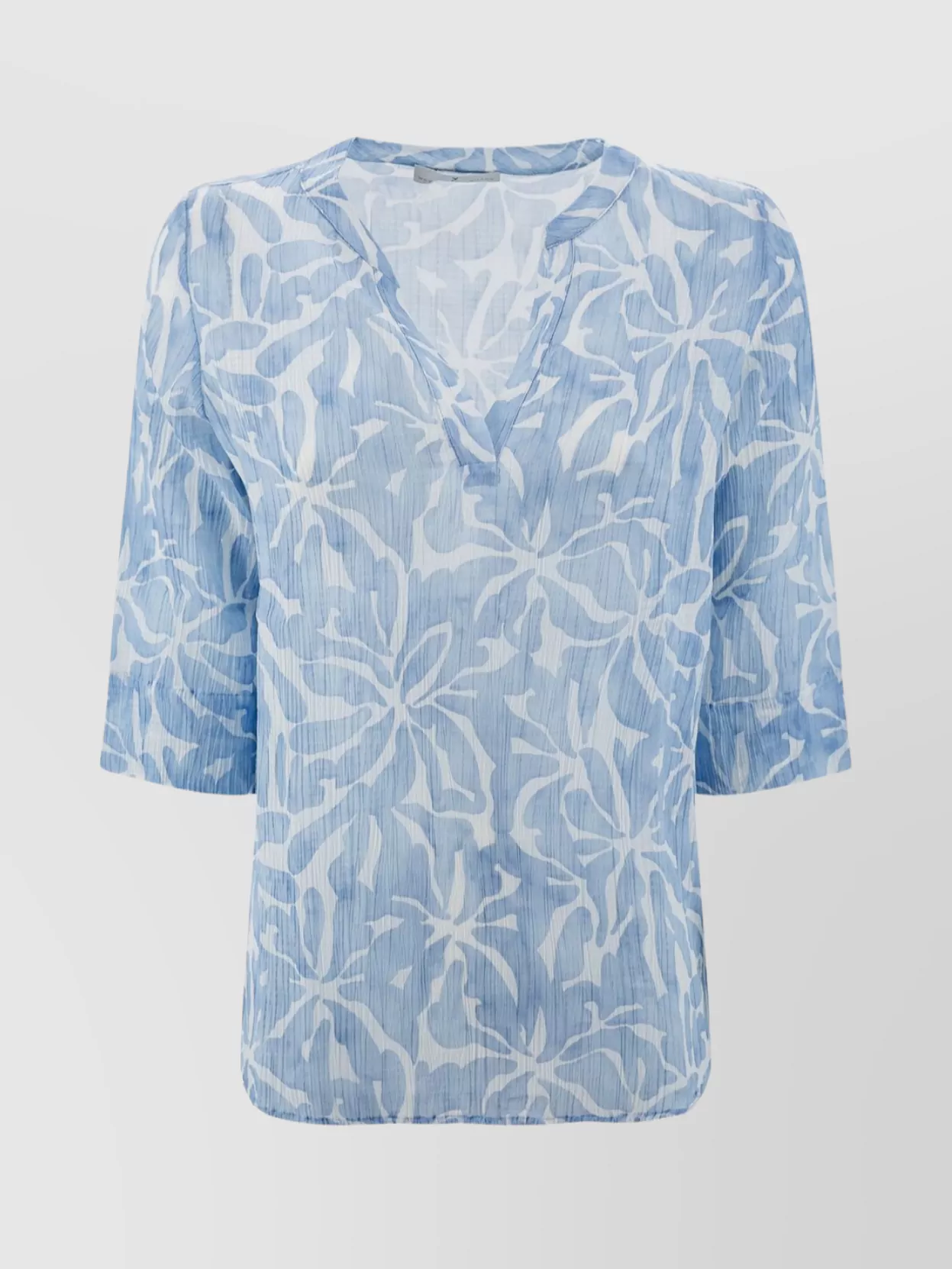Shop Whyci Cotton-silk Blend Floral Pattern Sheer Top