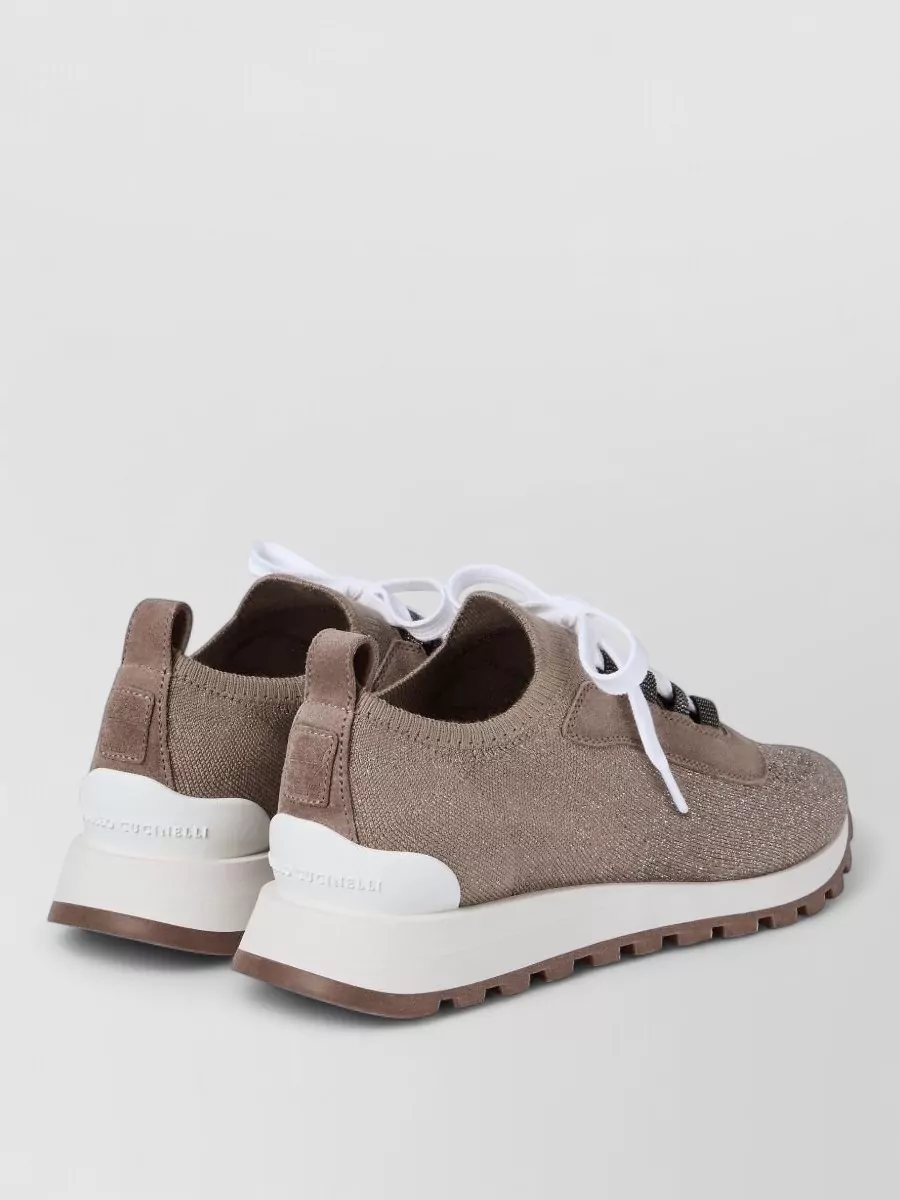 Brunello Cucinelli Low Top Lace Up Shoes Nylon Silk