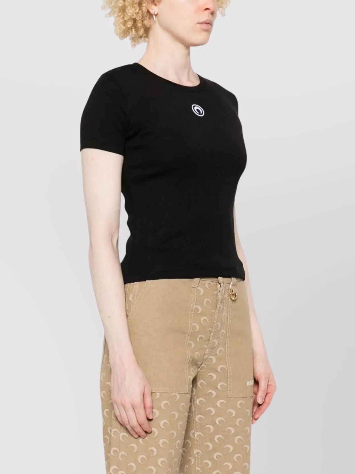 Marine Serre Organic Cotton Logo T-Shirt With Fitted Silhouette