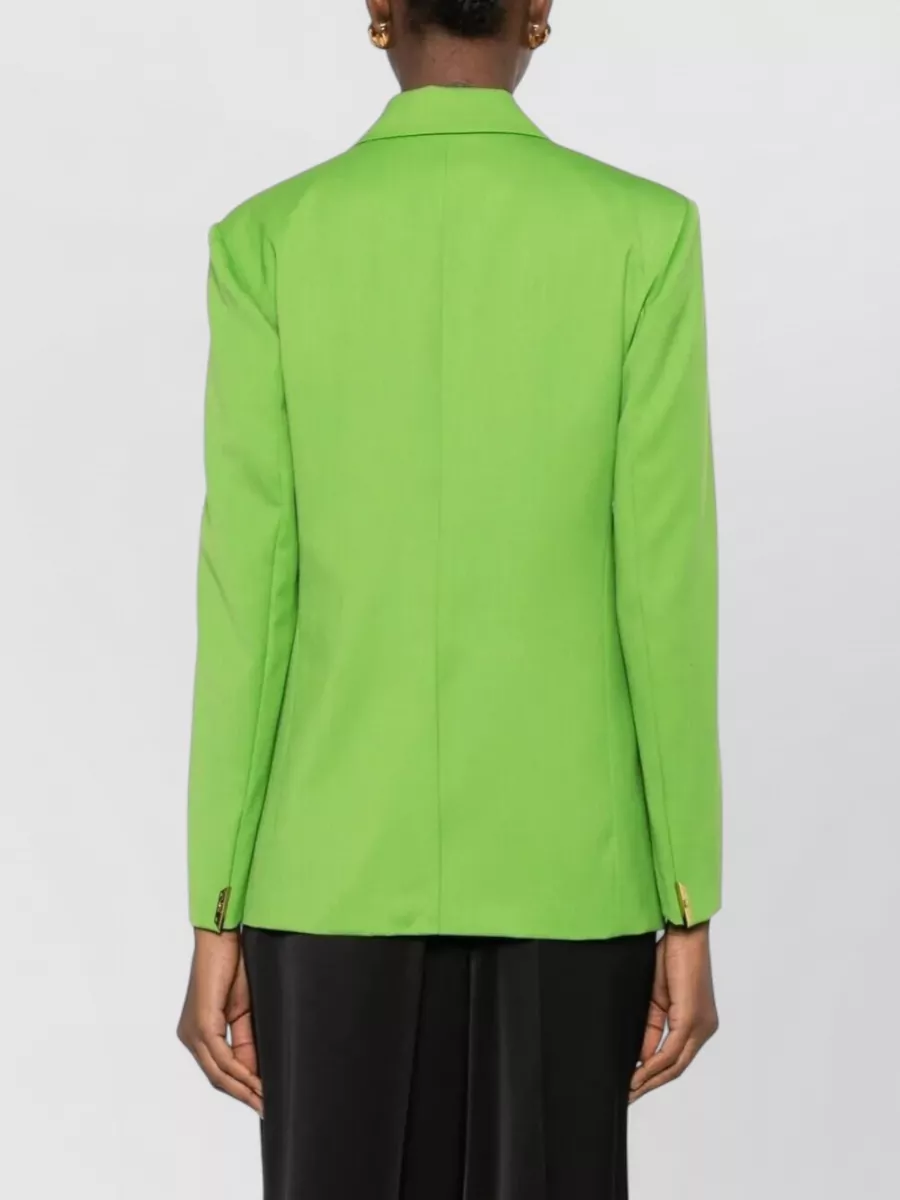Elisabetta Franchi Wool Jacket Notch Lapels Jewel Detail