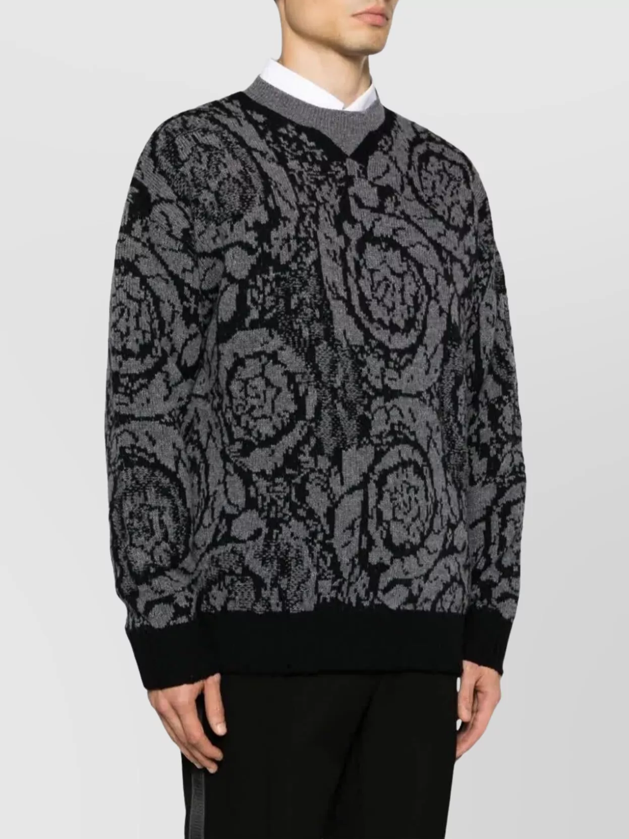 Versace Jacquard Pattern Crew Neck Sweater