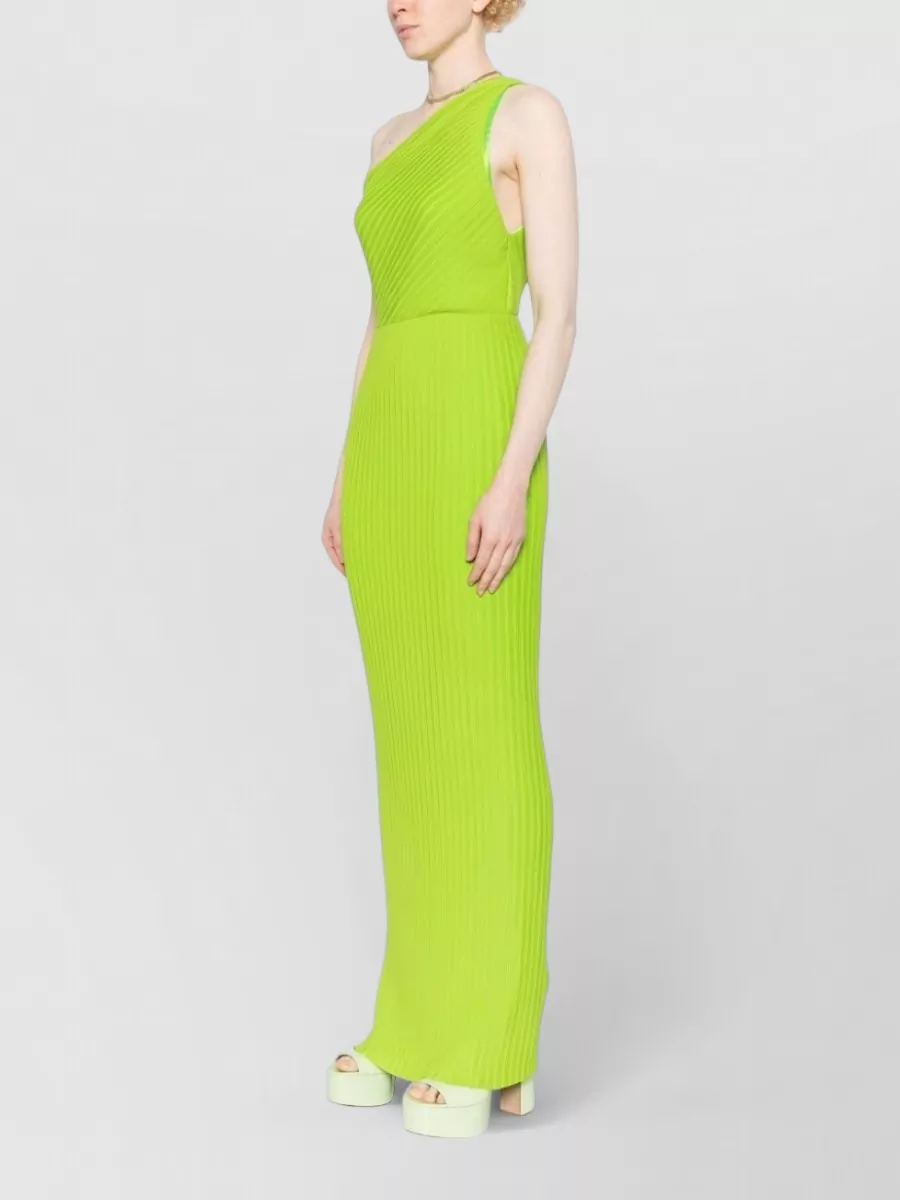 Solace London Pleated One-Shoulder Sleeveless Maxi Dress