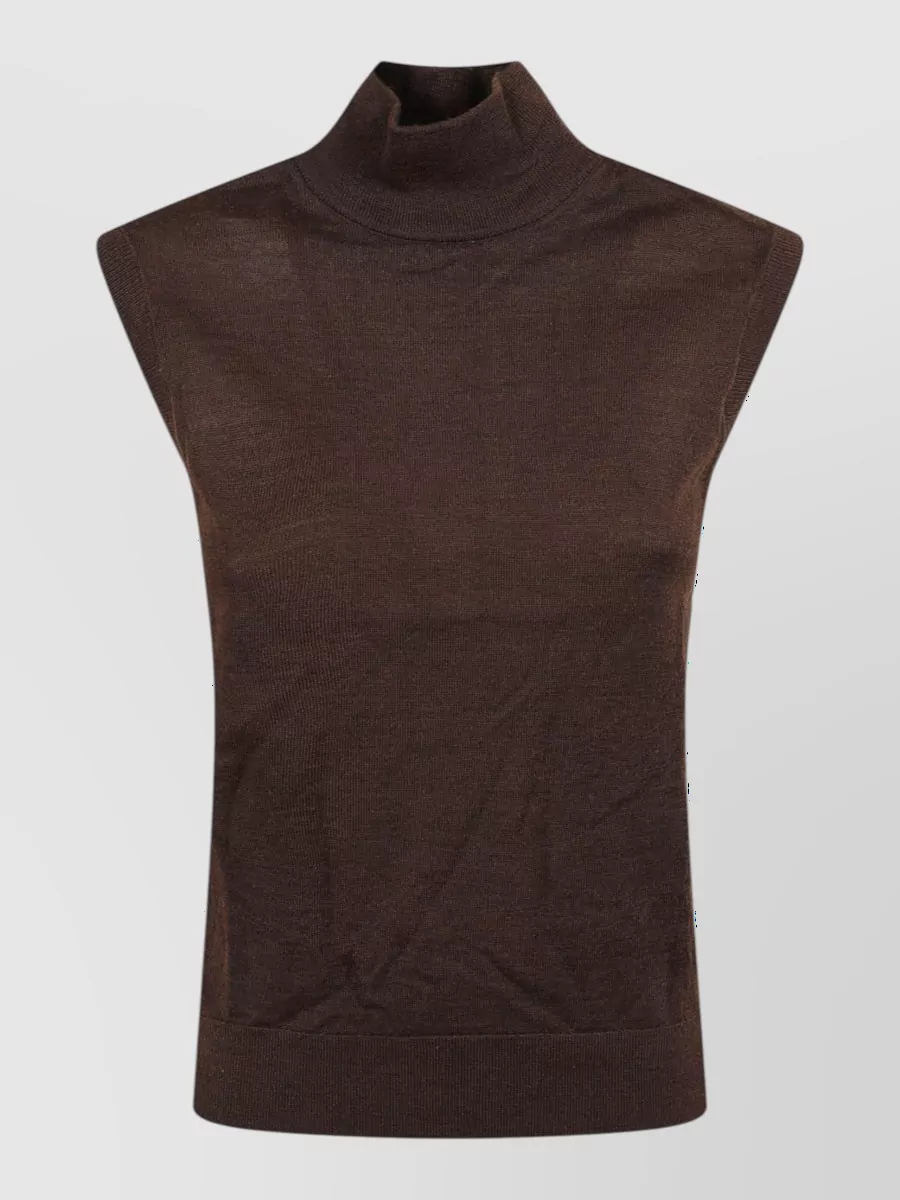 Polo Ralph Lauren wool fine-knit sleeveless turtleneck sweater