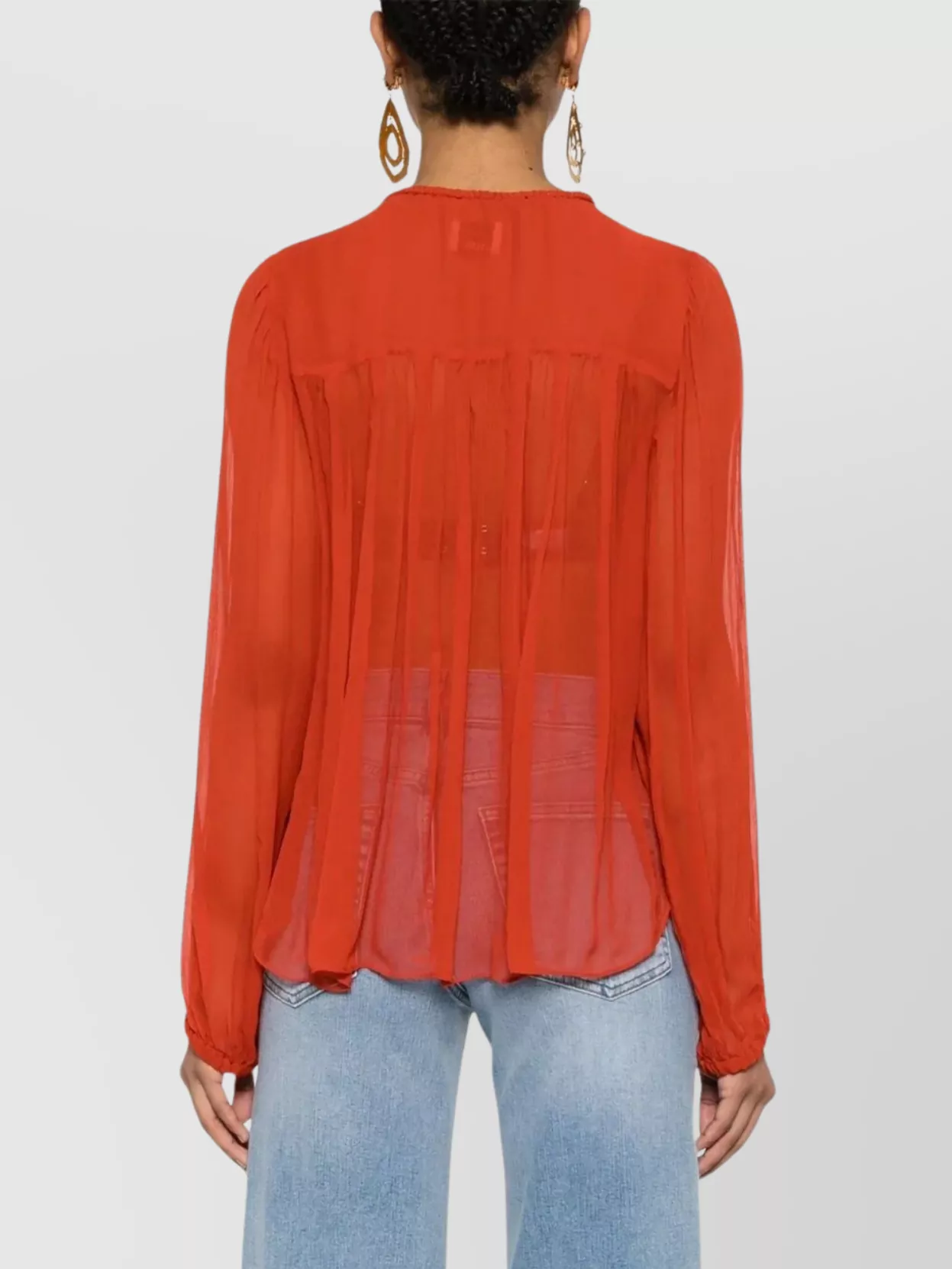 Shop Isabel Marant Pleated Sheer Top Tie Detail