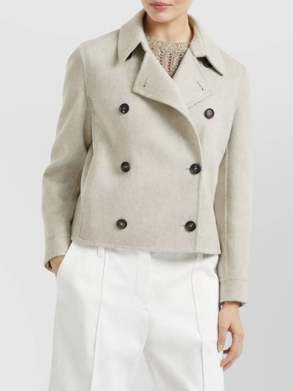 Brunello Cucinelli Cashmere Long Sleeve Overcoat Pockets