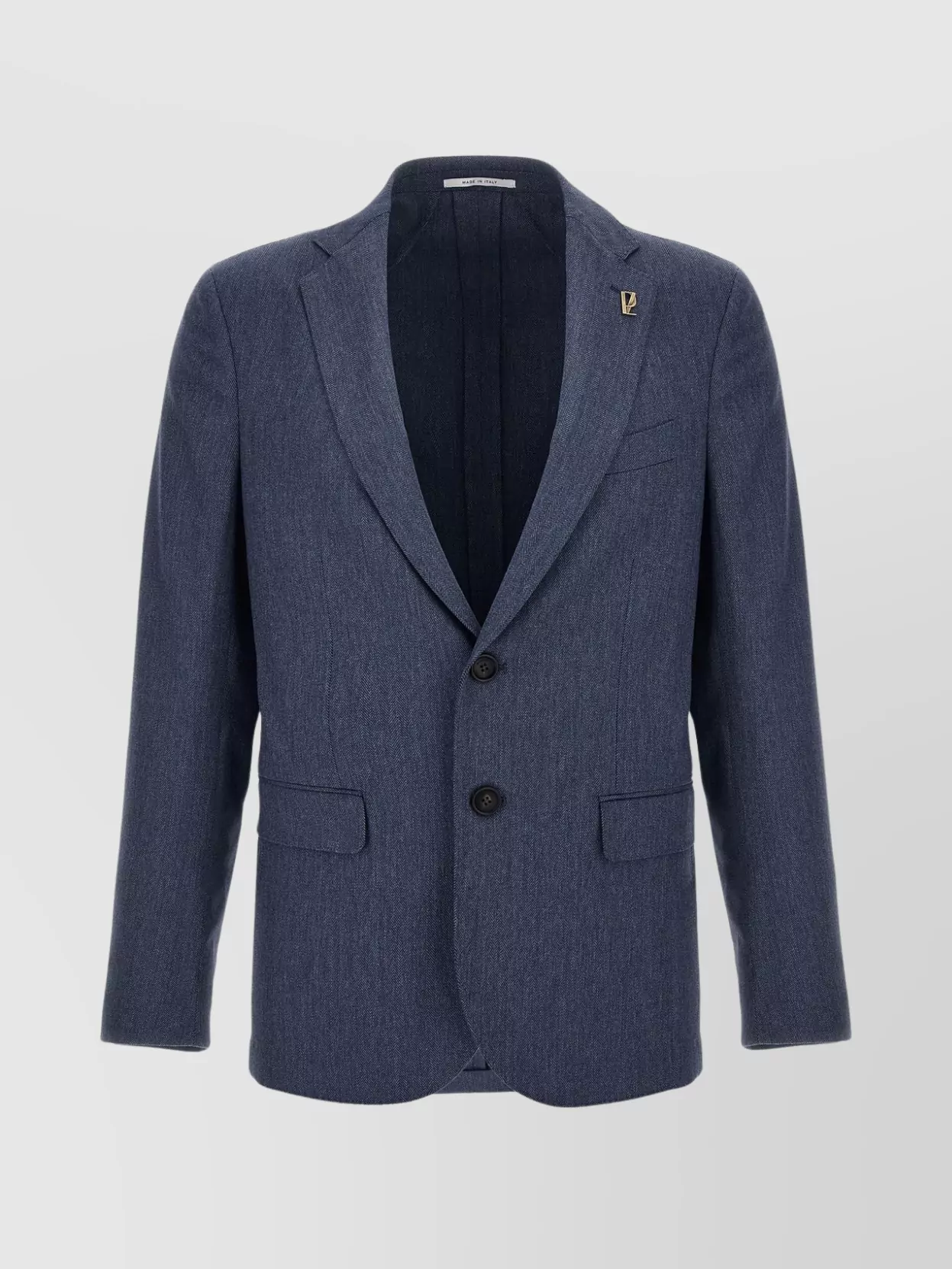 Pal Zileri Brera Brooch-detail Herringbone-pattern Blazer In Black