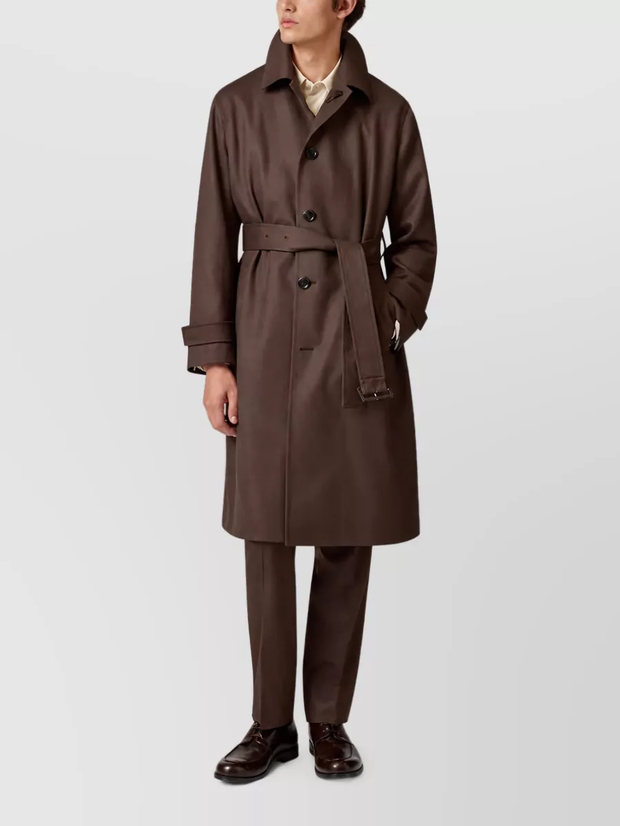 Lardini Wool Single-Breasted Belted Trench Coat
