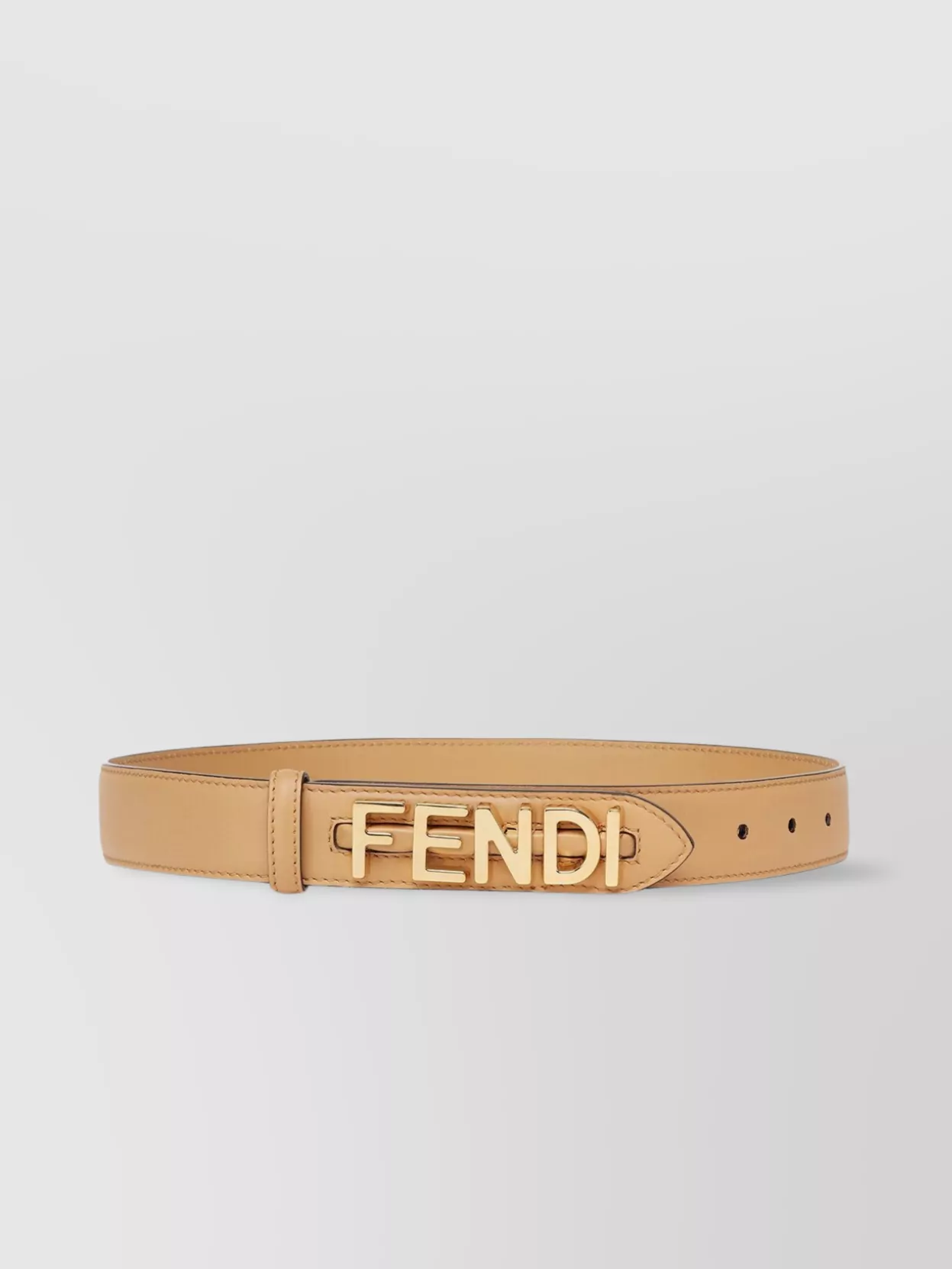 Shop Fendi Looped Stud Buckle Belt In Beige