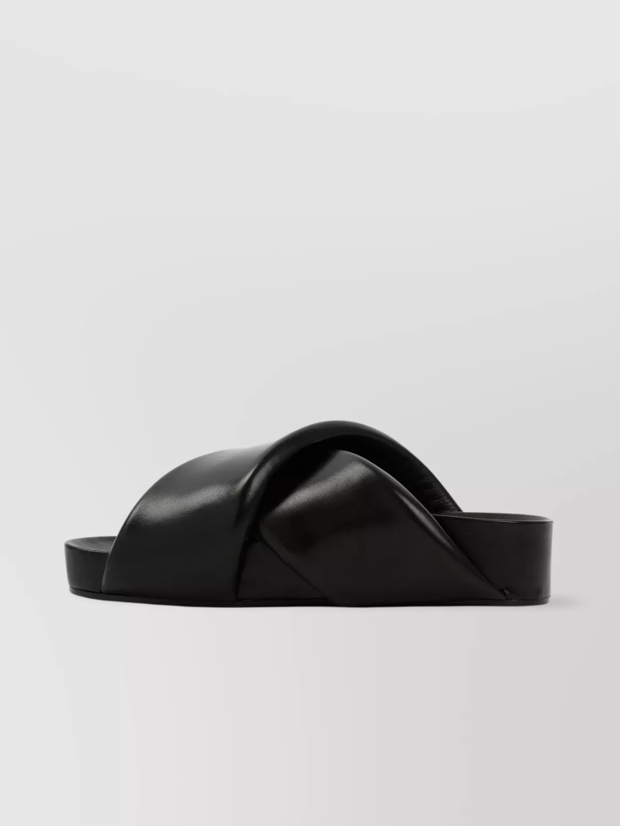 Jil Sander Leather Padded Crossed Straps Slides Sandals