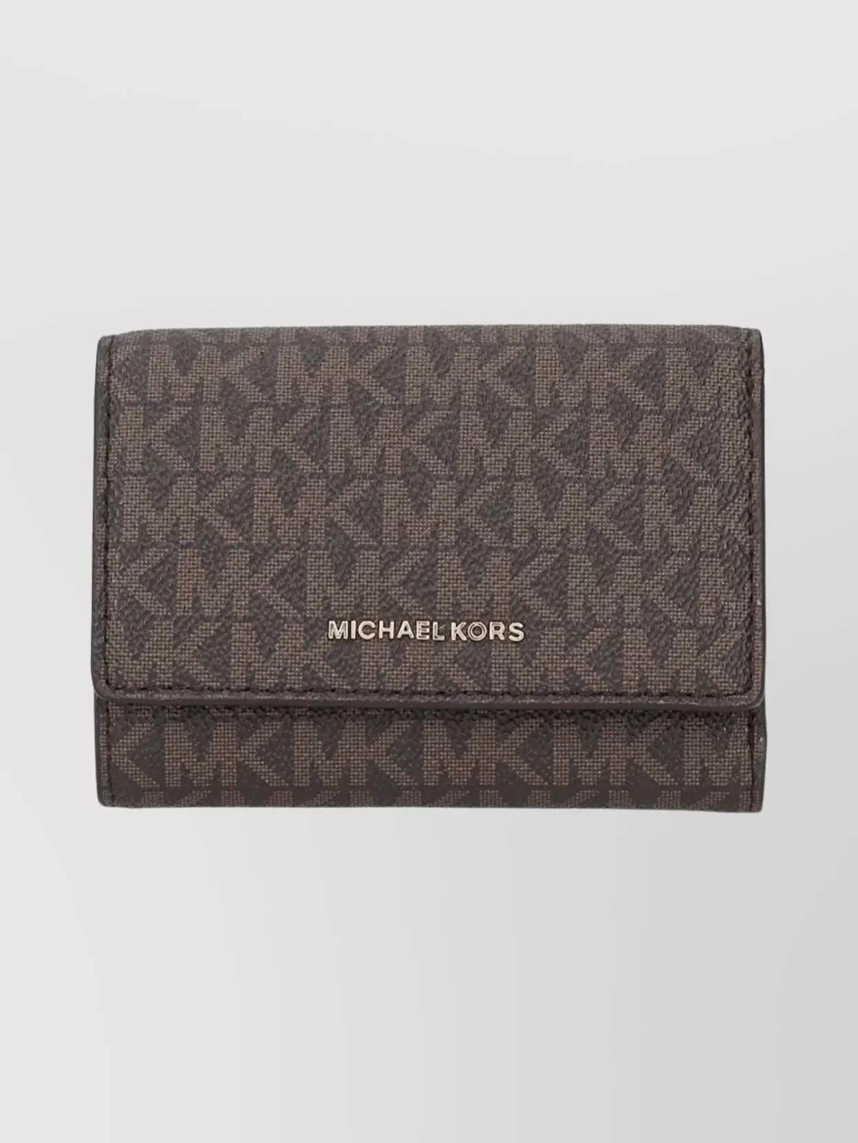 Michael Kors Logo Pattern Wallet With Card Slots And Zip In Brown