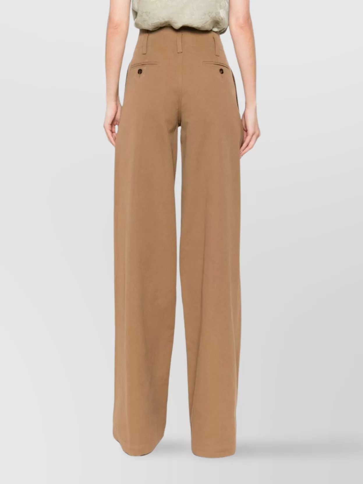 Chloé High-rise And Wide-leg Cotton Canvas Trousers Clothing In Brown