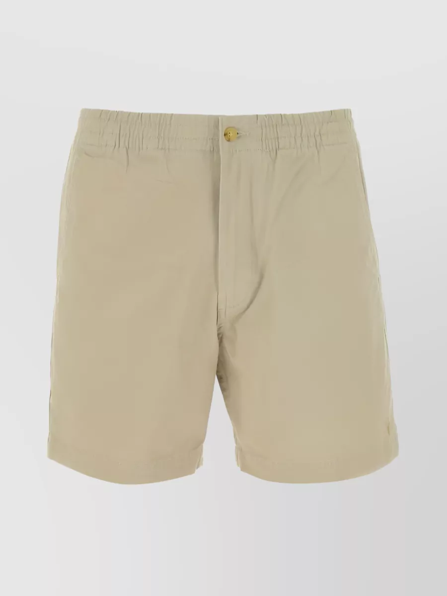 Shop Polo Ralph Lauren Elasticated Waistband Cotton Shorts In Brown