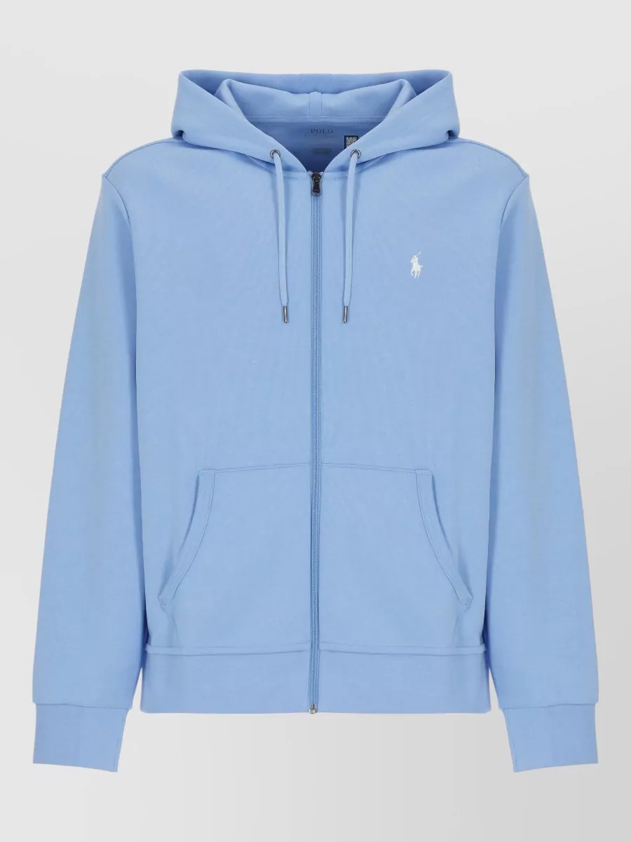 Ralph Lauren Ribbed Trim Hooded Zip Sweatshirt