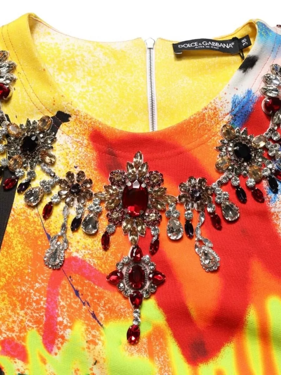 Dolce&Gabbana Cotton Crystal-Embellished Cropped Jersey Top