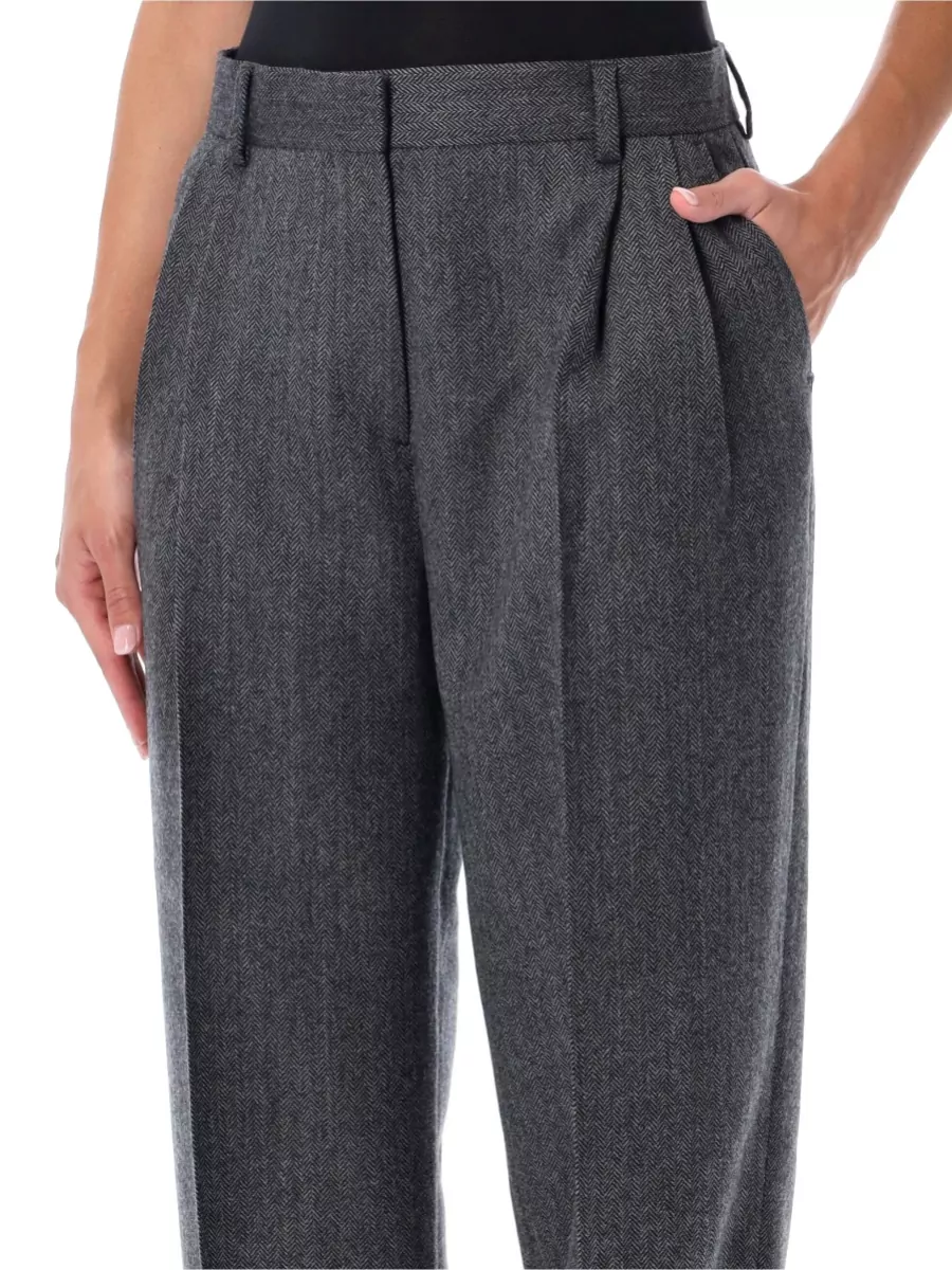 Totême Wool Herringbone Relaxed-Fit Straight-Leg Suit Trousers