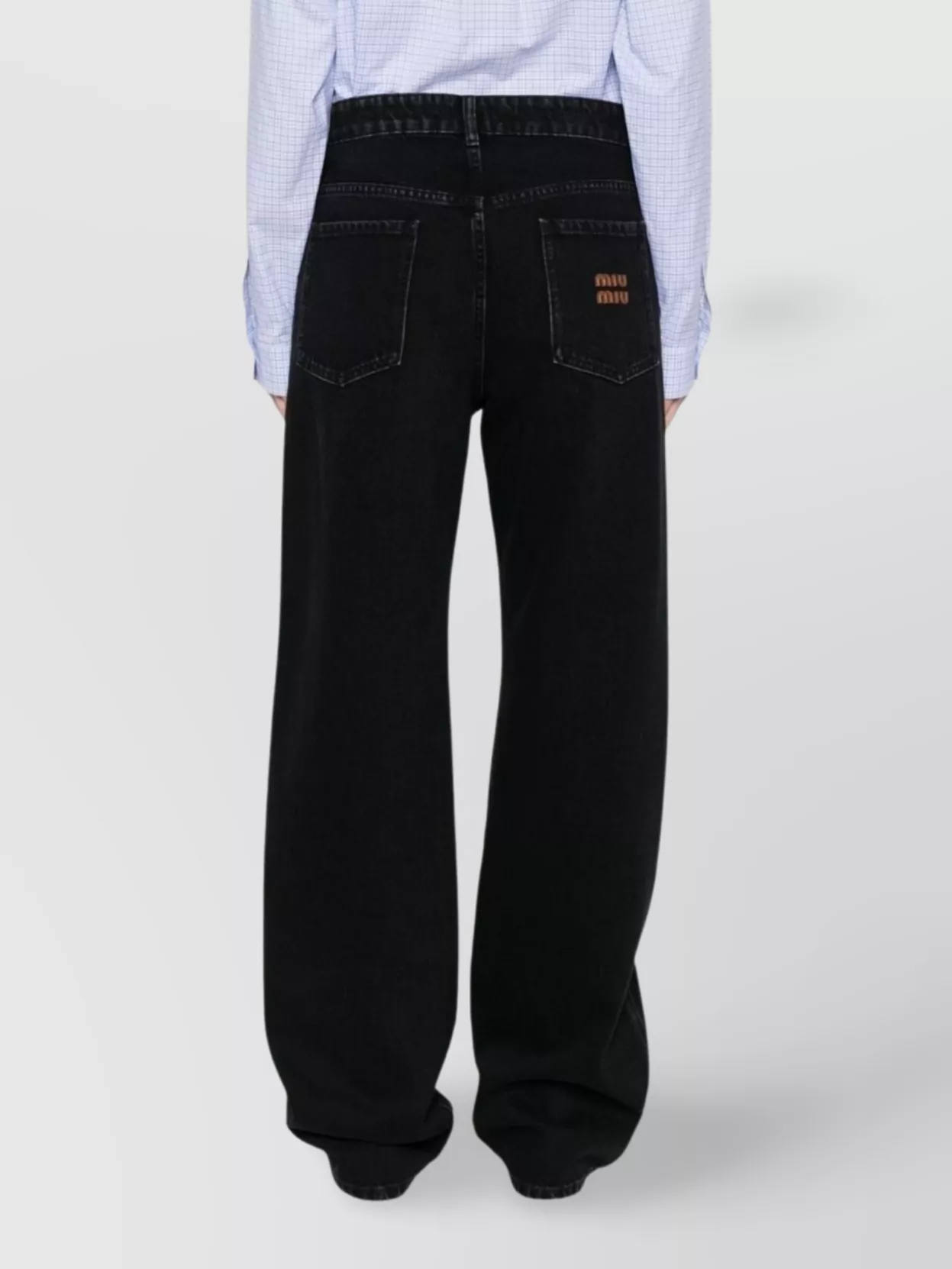 Miu Miu Straight Trousers With Back Pockets And Belt Loops In Black