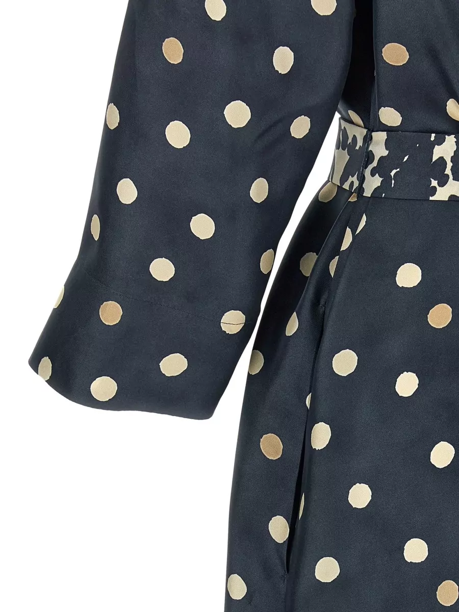 S Max Mara Silk Polka-Dot Midi Shirt Dress