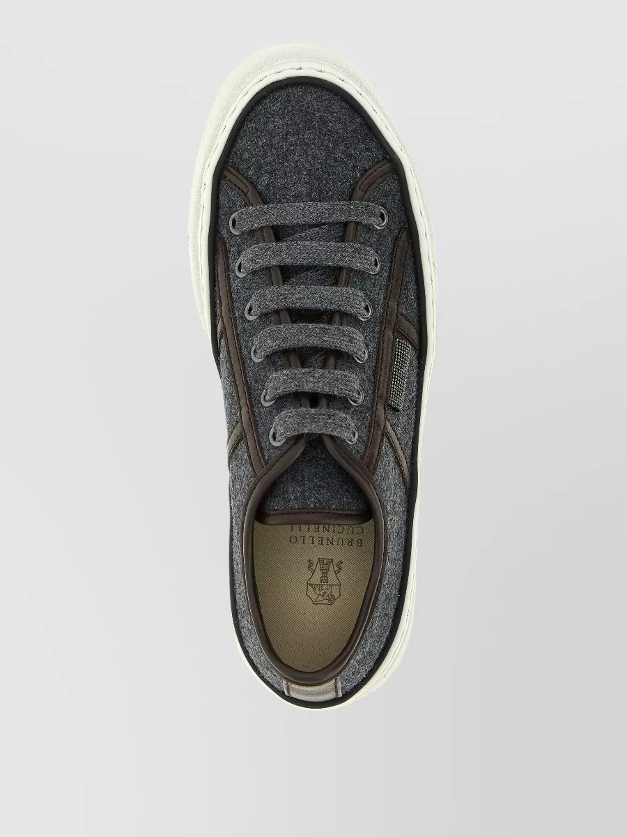 Brunello Cucinelli Wool Low-Top Lace-Up Sneakers