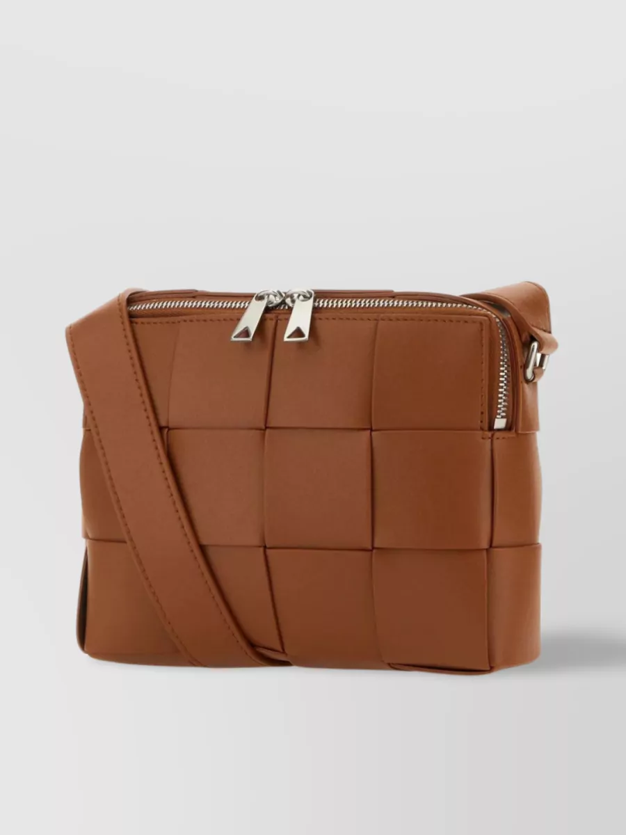 Shop Bottega Veneta Leather Camera Crossbody Bag In Brown
