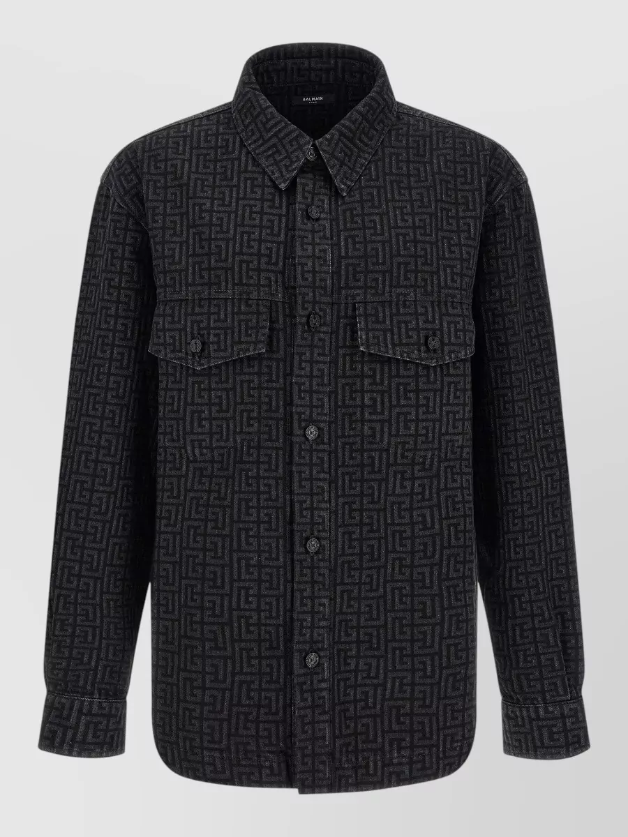 Balmain denim monogram overshirt