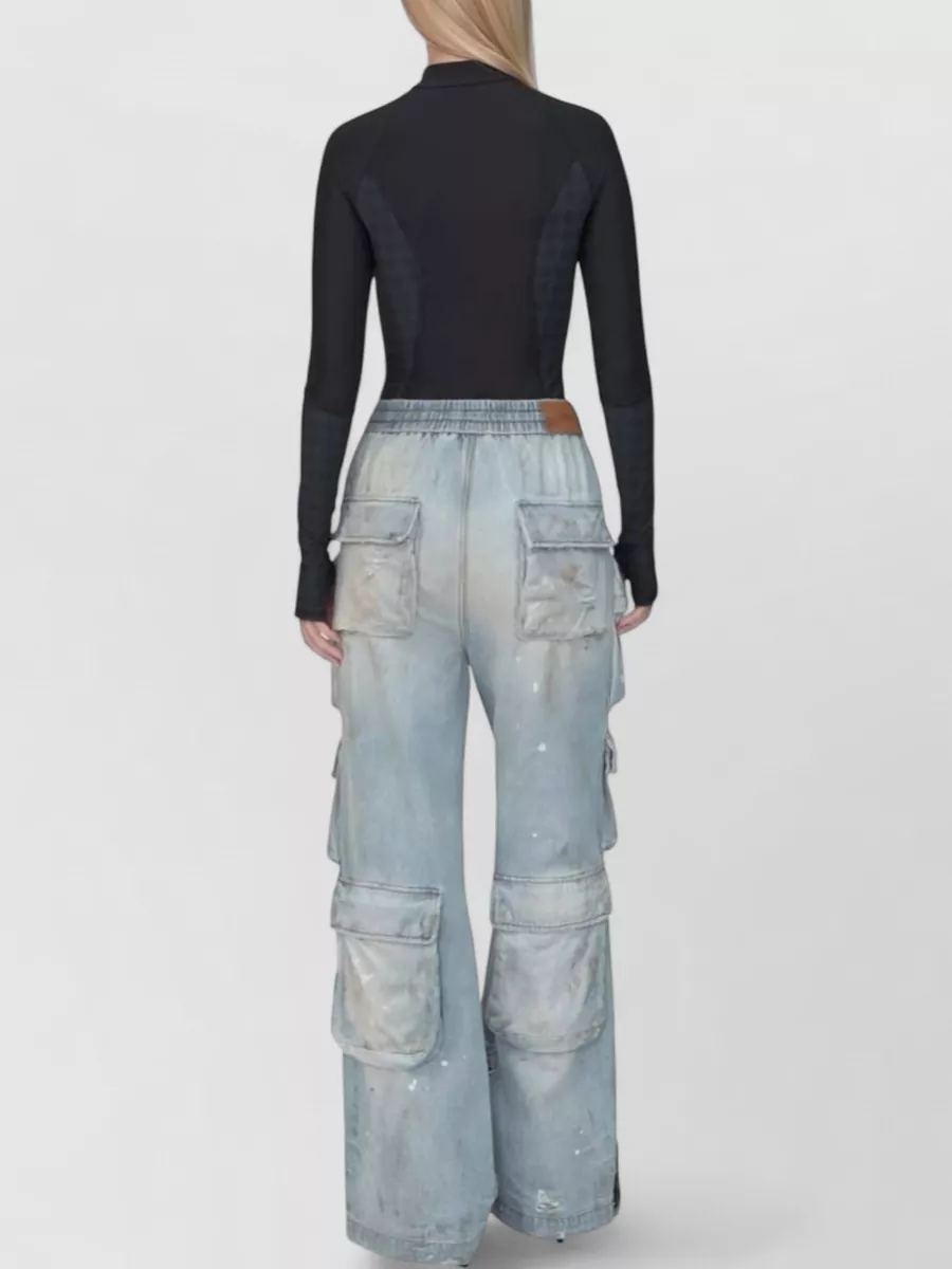 Amiri Wide Leg Cargo Denim Snap Ankle Trousers