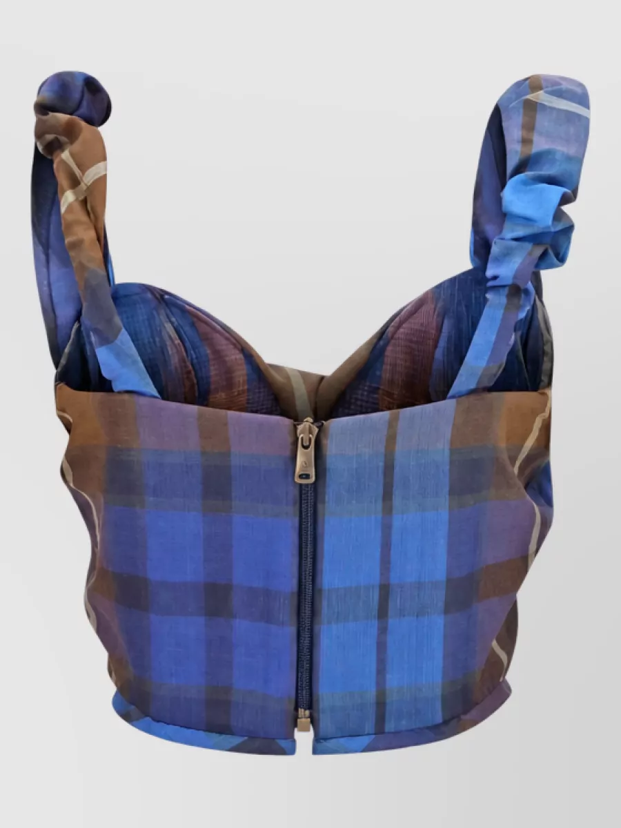 Vivienne Westwood virgin wool checked sleeveless sweetheart neck corset top