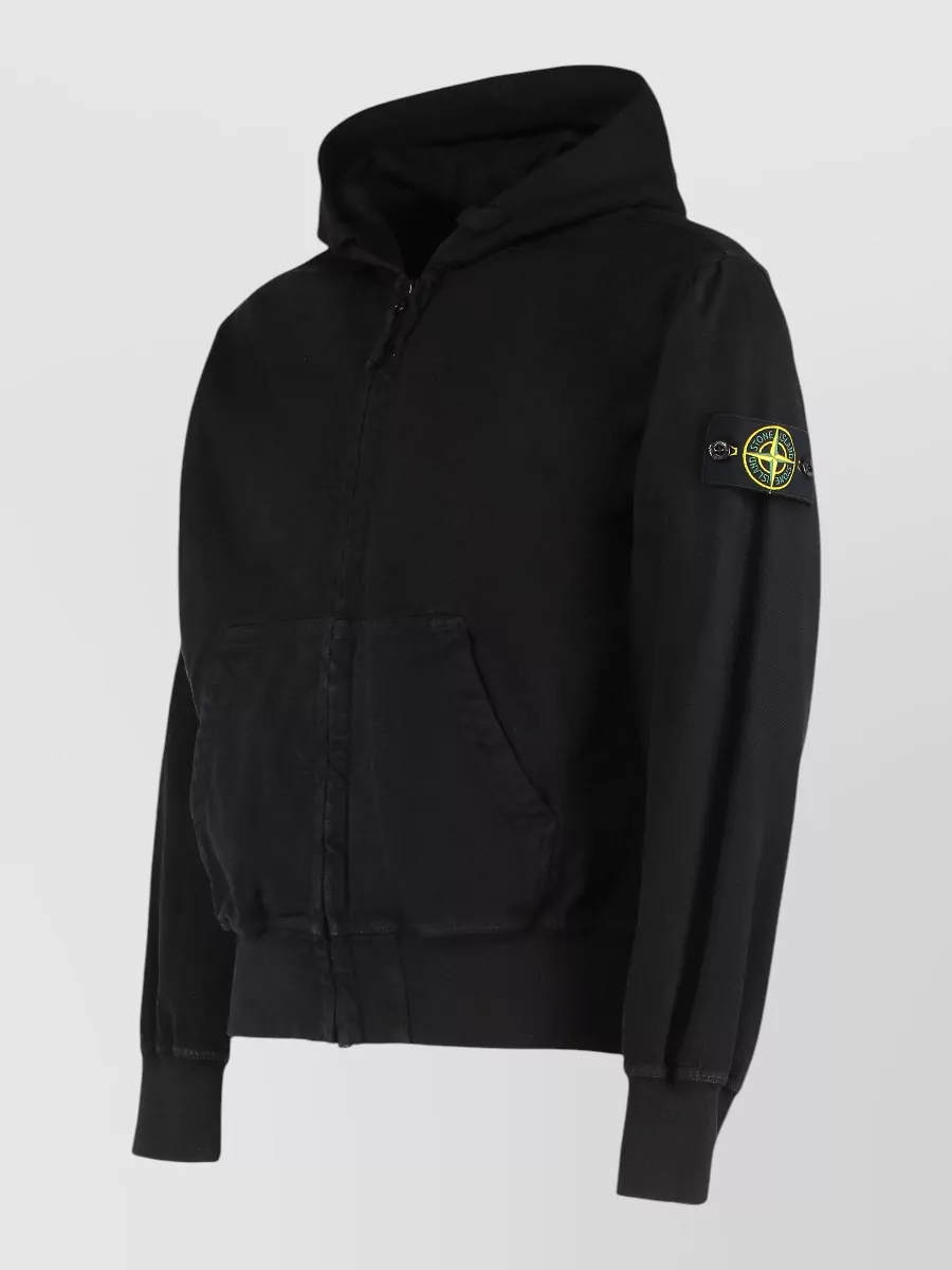 Stone Island Zip Hooded Sweatshirt Made From Organic Cotton