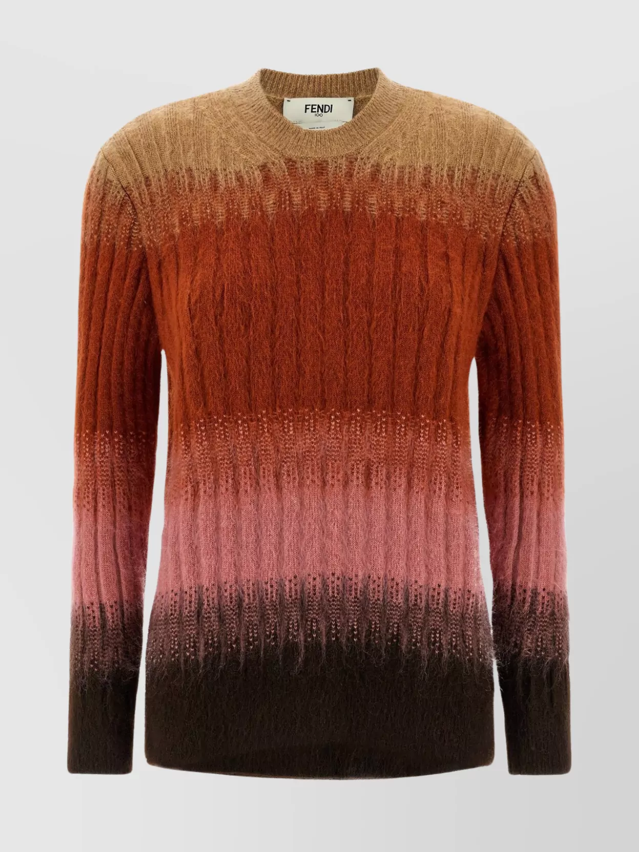 Fendi Ribbed Logo-embroidered Knit Sweater In Multi